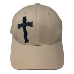 Cross Fitted Baseball Cap Beige Size XL Embroidered 6 Panel Flexfit